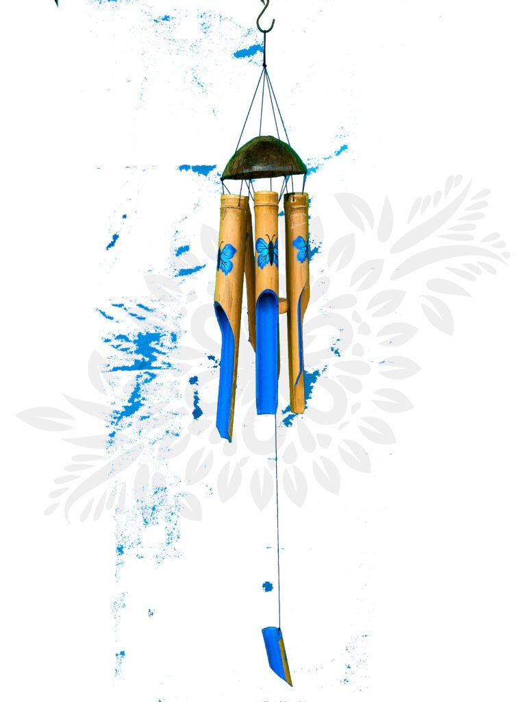 Balinese Wind Chime With Butterfly Motif Airbrush