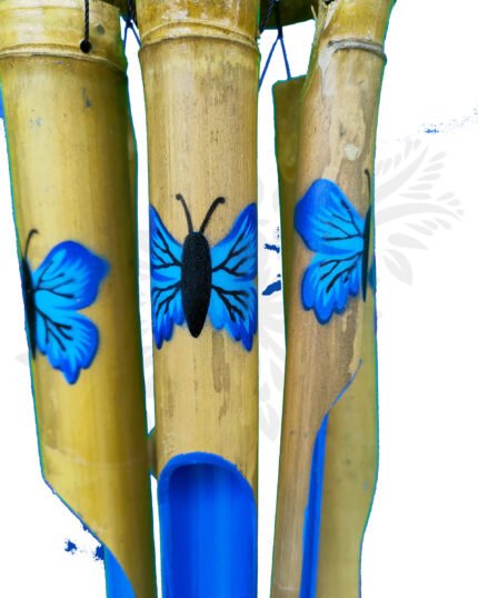 Balinese Wind Chime With Butterfly Motif Airbrush - view 2