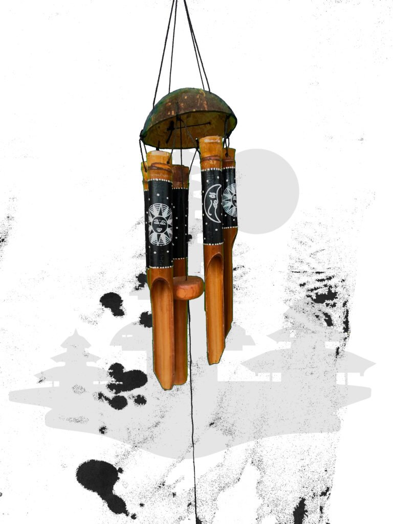 Balinese Wind Chimes With Moon and Sun Motifs - view 2