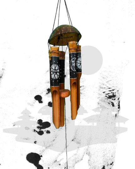 Balinese Wind Chimes With Moon and Sun Motifs - view 2