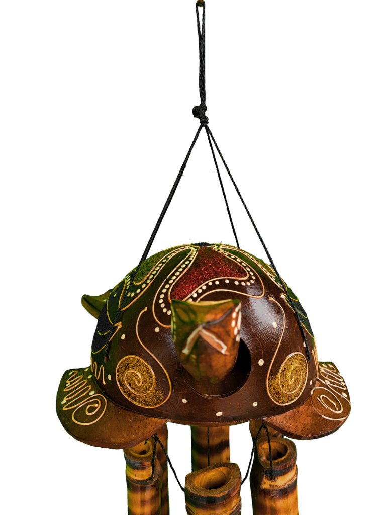 Balinese Handicraft Wind Chimes With Turtle - view 2