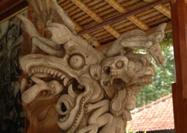 Hand-carved Balinese wood detail