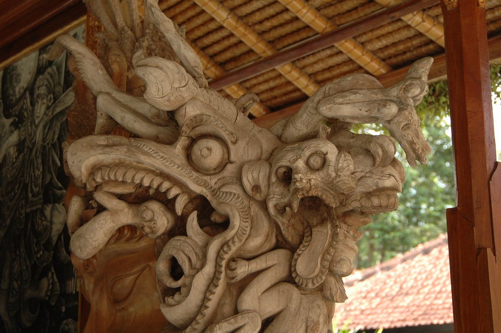 Hand-carved Balinese wood detail