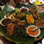 Balinese dishes served on banana leaf