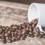 Coffee beans and cup