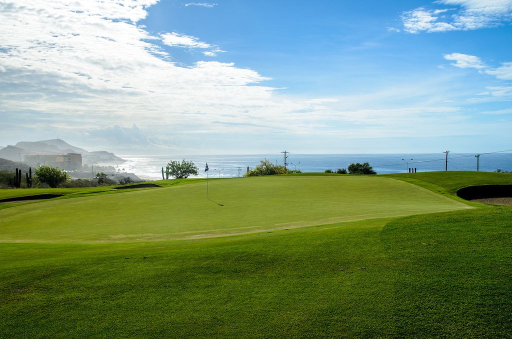 Golf course with ocean view