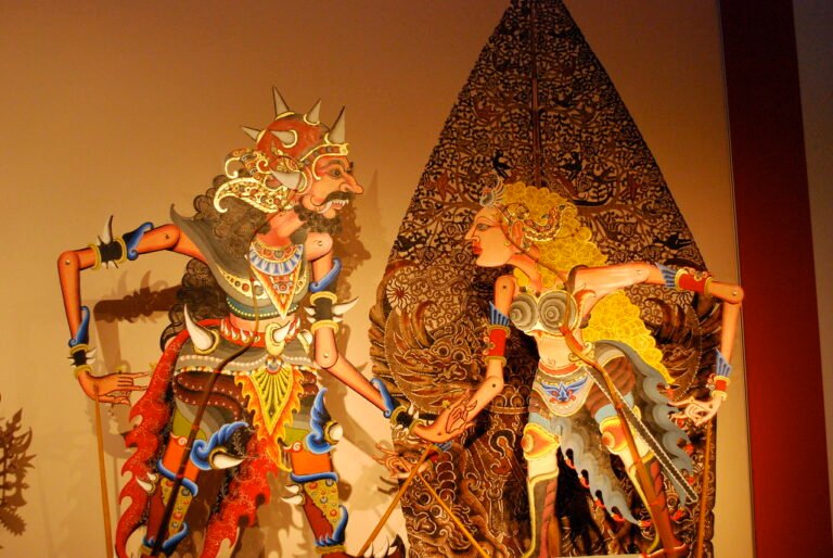 Traditional Indonesian wayang puppets